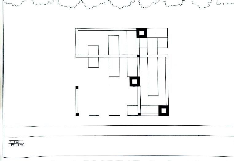 Sketch model #3 of pavilion from a side perspective